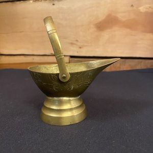 Vintage engraved brass Chinese ceremonial pitcher